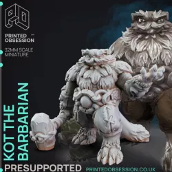 $3.50Tabaxi Barbarian - Tabaxi Caravan- PRESUPPORTED - 32mm scale