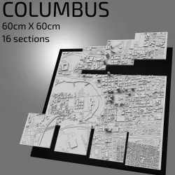 3D Columbus | Digital Files | 3D STL File | Columbus 3D Map | 3D City Art | 3D Printed Landmark | Model of Columbus Skyline | 3D Art