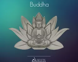 3D model of Buddha on sacred Lotus symbolic relief sculpture