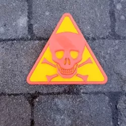 3D warning skull sign