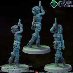$4.00Tabletop miniature sci-fi cyberpunk fantasy. Elf girl with pistol