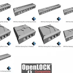 $5.00Warning Sign Floor Tiles, OpenLOCK Modular Industrial Terrain Tiles Expansion Set