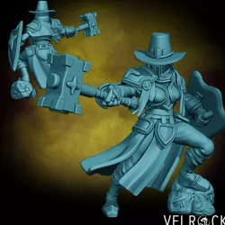 $6.00Witch Hunter Cleric with Sword/Hammer/Crossbow and Shield (Female) (PRESUPPORTED)