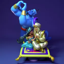 Aladdin and Jasmine- Fanart Disney -20cm