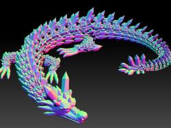 Crystal Dragon, Articulating Flexi Wiggle Pet, Print in Place, Fantasy