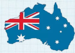 Australia Flag in Shape of Map