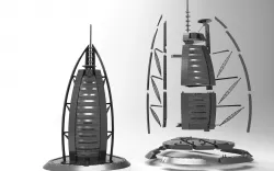 Burj Al Arab DIY scale model 500th 45 parts with assembly instruction