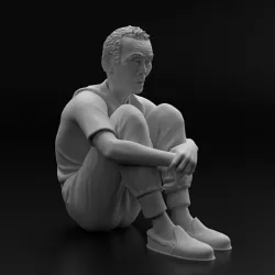 Squid Game player 001 Oh Il-Nam sitting sad fan art