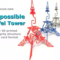The Impossible Eiffel Tower - fully 3D printed tensegrity structure in a gift card format