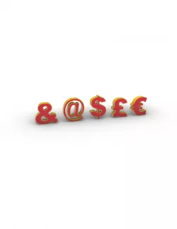 3D print - LETTERS - &,@,$,₤ and € - 250mm
