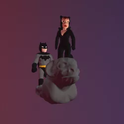 Chibi Batman and Catwoman Statue