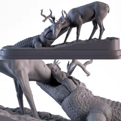 Crocodile attack Deer