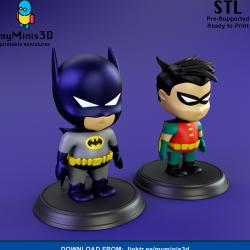 Cute chibi figures of Batman and Robin | 3D print models.