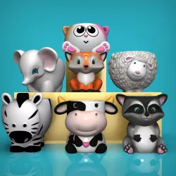 Cute little animals planters 3D print model