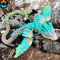 FLYING SERPENT, QUETZALCOAT, WINGED SERPENT, ARTICULATING FLEXI WIGGLE PET, PRINT IN PLACE, FANTASY SNAKE