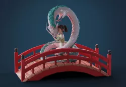 Haku and chihiro diorama.