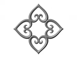 Heart pattern floral scroll relief 3D print model