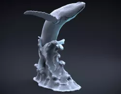 Humpback whale jumping intended for 3D printing