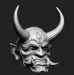 Japanese Hannya Mask Oni Demon Mask Samurai Mask 3D print model