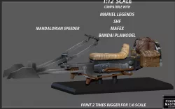 MANDALORIAN SPEEDER BOBA FETT HELMET AND CARGO DISNEY STATUE 3D print model