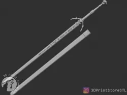 Mastercrafted Wolven Silver Sword From The Witcher - Fan Art 3D print model