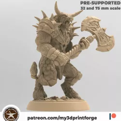 Minotaur with axe 32mm and 75mm pre-supported