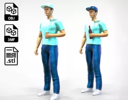 N1 man drinking beer can or wine bottle
