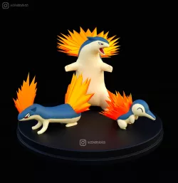 Pokemon Evolution ~ Cyndaquil,Quilava,Typhlosion STL 3D Printing