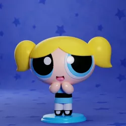 Powerpuff Girls Bubbles Statue Keychain Cartoon Network