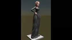 realistic anime girl in long party dress