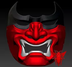 Red Hood Oni Mask / Red Mempo Mask