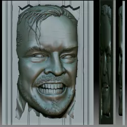 Shining Jack Nicholson portrait bas-relief for CNC router or 3D printer