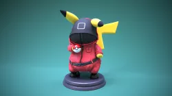 squid game Pikachu - Pika pink soldier - Ready for 3D print 3D print model