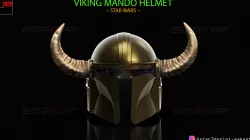 Viking Mandalorian Helmet - Buffalo Horns - High Quality Model