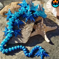 Void Sea Dragon, Articulating Flexi Wiggle Pet, Print in Place, Fantasy Serpent