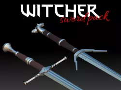 Witcher Sword pack Steel and silver 3D print model