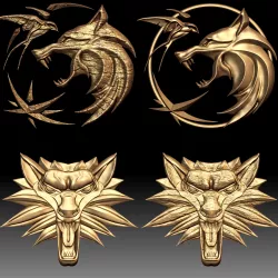 Witcher Symbols low relief for CNC router or 3D printer