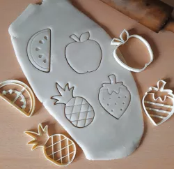 x4 pack fruit dough cutters cookies pineapple strawberry apple watermelon