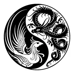 Yin yang Phenix and Dragon