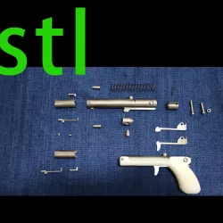 22lr pen gun with ejector and stock，STL