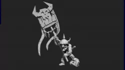 Big Dakka Warlord's Suspiciously Lucky Grot with Banner
