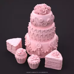 Cake with cupcakes
