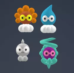 Castform KIT Pokemon Castform Original, Rainy, Sunny and Snowy, Pokemon Go Styles