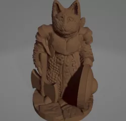 Cat-Kin Adventurer With Big Axe