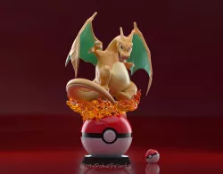 Charizard on Pokeball normal version - with cuts and as a whole 3D print model