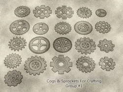 Cogs, Gears and Sprockets Group 1 [21 different styles and sizes] for Crafting Steampunk ,Mechanical ,Warhammer 40k theme terrain