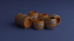 collection of low poly mini barrels