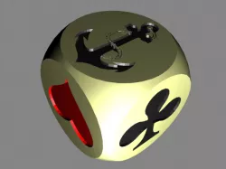 Crown and Anchor die, dice, D6