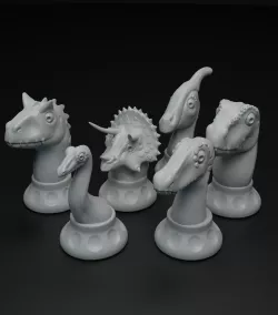 Cute dinosaur chess pieces set