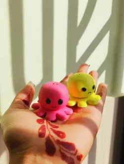 CUTE OCTOPUS HAPPY ANGRY SPINNER TOY PLUS KEYRING